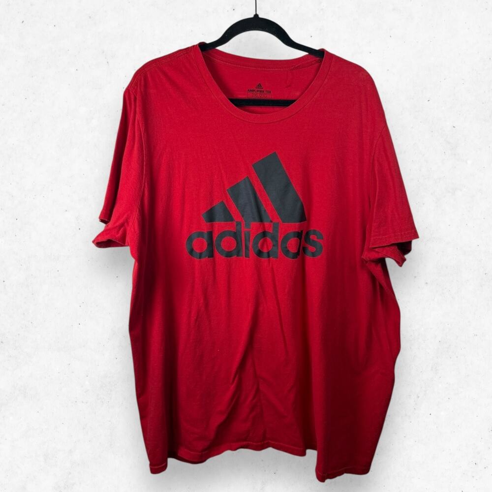 Adidas Amplifier Tee 2XL Red Black Logo Cotton Tubular Tee w/Flaws